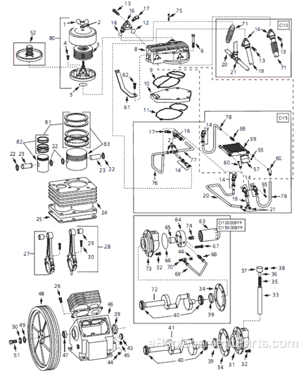 Page A Diagram and Parts List for CI15K000PC 2004 Campbell Hausfeld Compressor